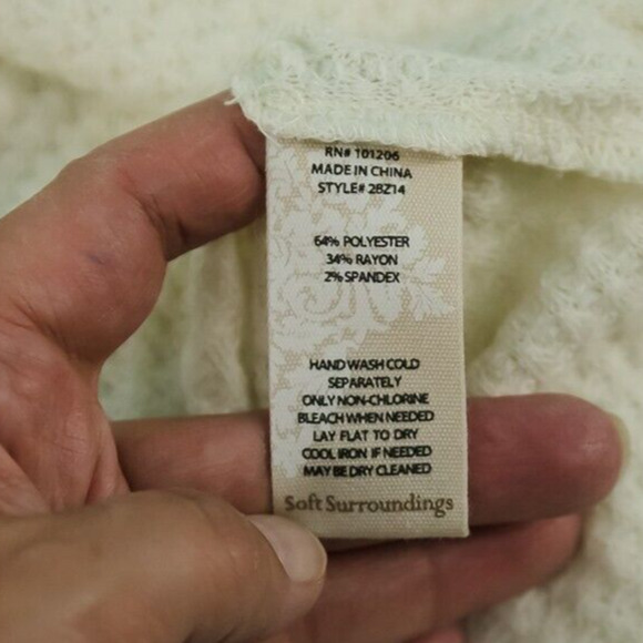 Soft Surroundings Size XL Ivory Waffle Thermal Button Front Long Sleeve Knit Top - Picture 4 of 5